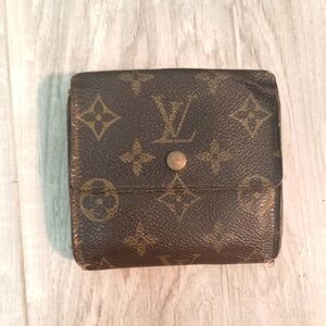 Vintage Louis Vuitton Wallet Card Holder Brown leather Made in France Authentic
